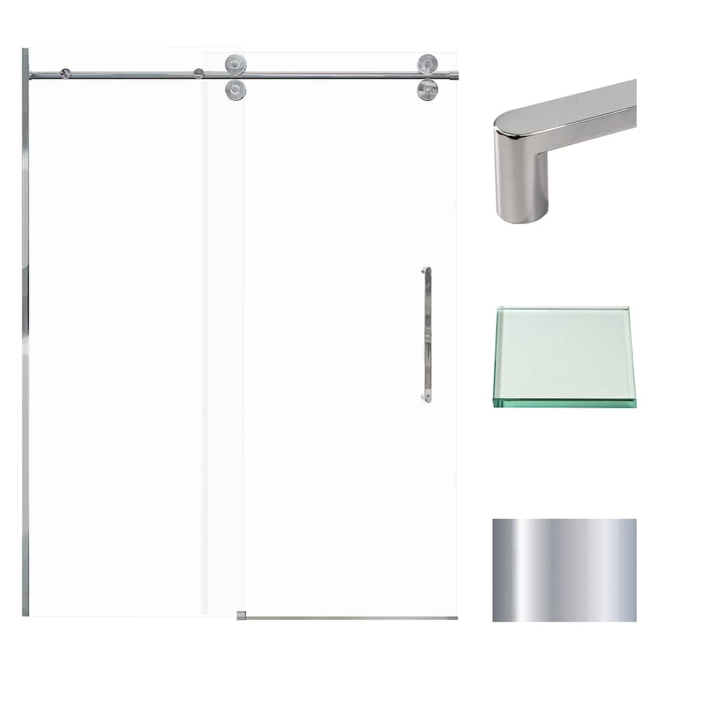 Teegan Plus 59 in. W x 80 in. H Sliding Door with Fixed Panel Semi-Frameless Shower Door with Clear Glass