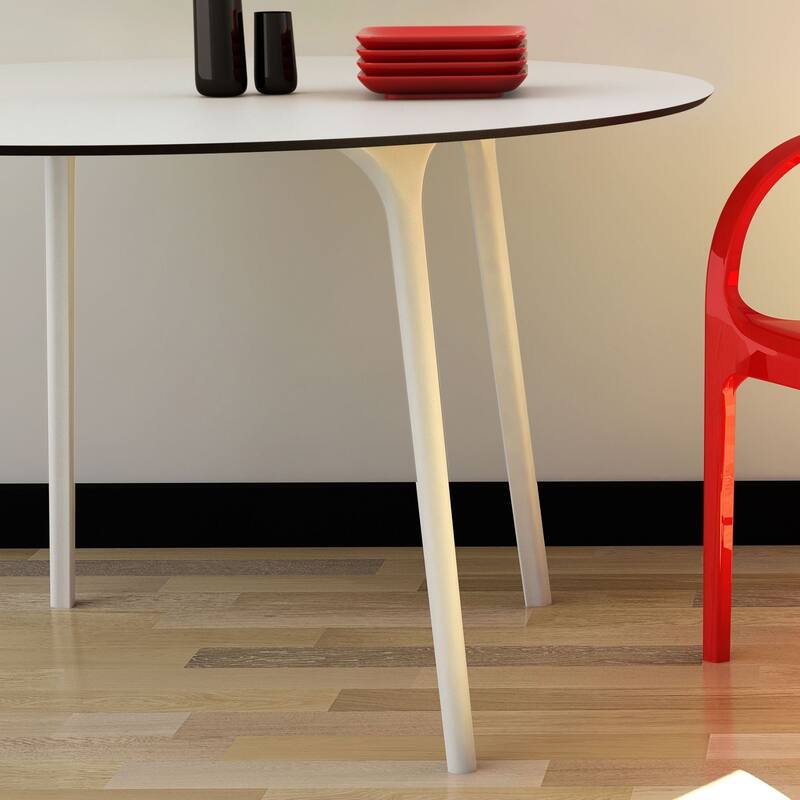 47.5" White Patio Outdoor Round Dining Table