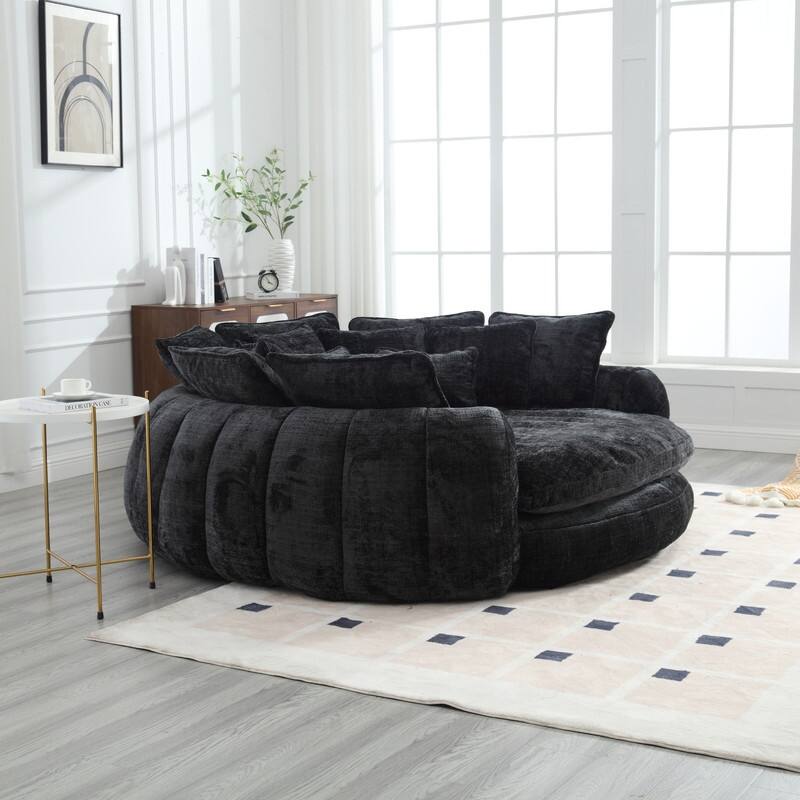 81.10" Double Bread Extra Large Round Sofa Bed with Armrests and Large Cushions