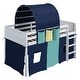preview thumbnail 16 of 34, Colorful Loft Bed Twin Size Wood Bed Frame Support Loft Bed Rural Life Style with Full Length Guardrail and 3 Pockets