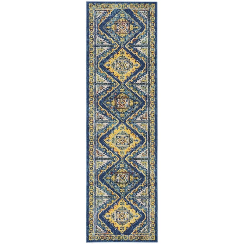 Ganef Power Loomed Geometric Modern Low Pile Durable Area Rug By HomeRoots - 90' X '27' X '0.25