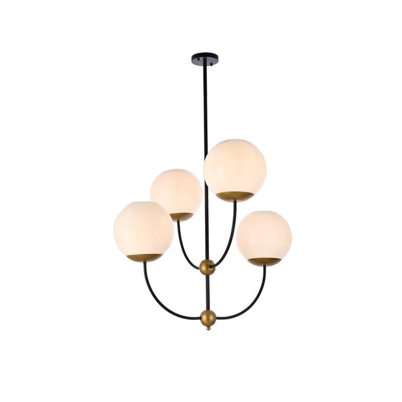 Lane 31.5 inch Pendant with White Shade - N/A - Black and Brass
