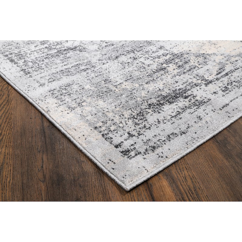 Angel Collection Faded Grey Abstract Area Rug