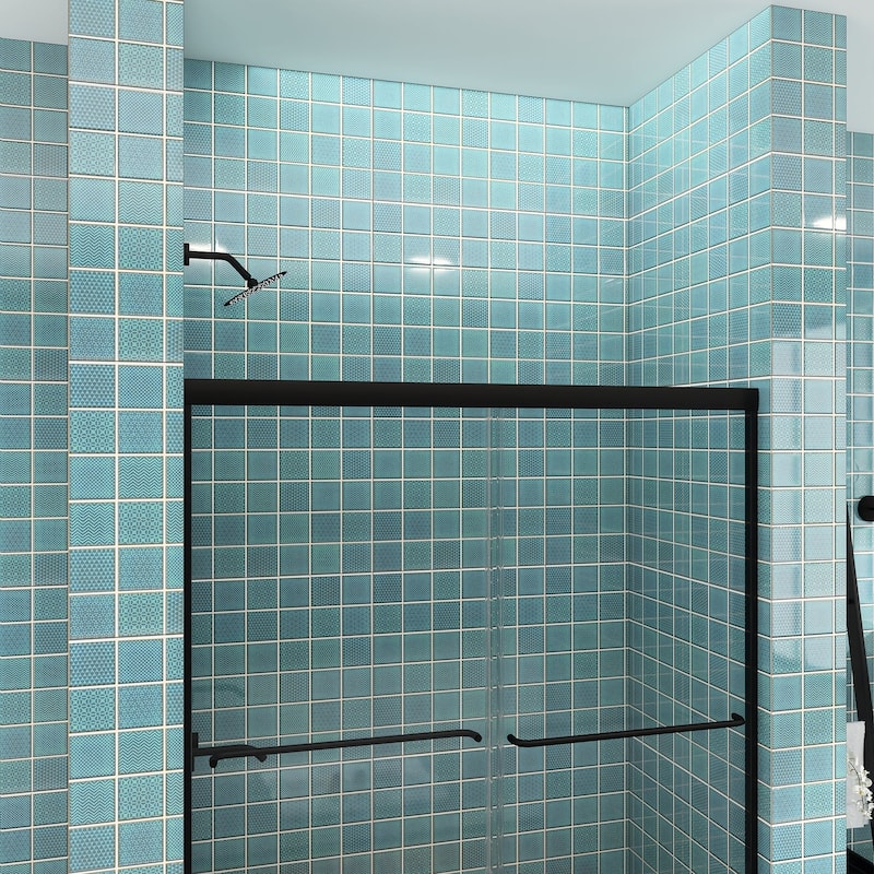 48/54/60 Inch Double Sliding Framed Shower Door with Clear Tempered Glass