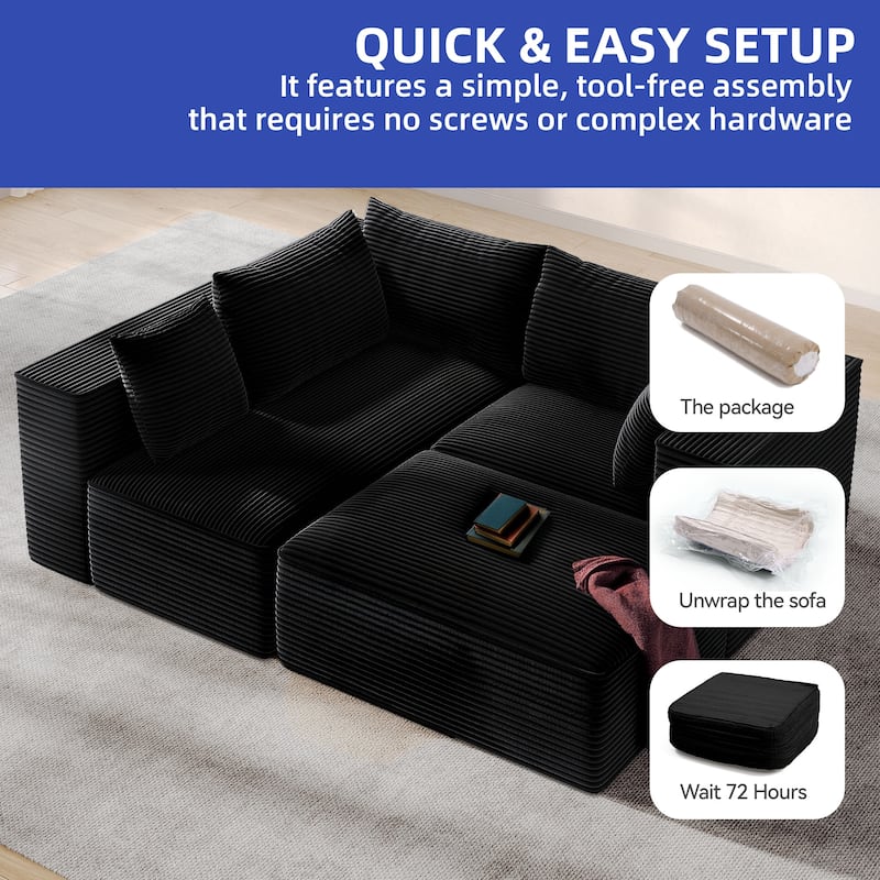 Moasis L Shaped Cloud Upholstered Couches Sectional Sofa with Deep Seat for Living Room or Bedroom
