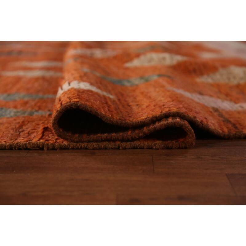 Orange Moroccan Oriental Large Rug Hand-Knotted Wool Carpet - 10'2" x 13'10"