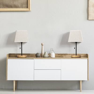Set of 2 Table Lamps Modern Bedside Nightstand Lamp with Pull Chain - 5.9" x 16.1"