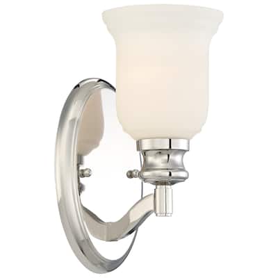 Lavery Audrey's Point Polished Nickel & Opal Glass 1 Light Bath Bar