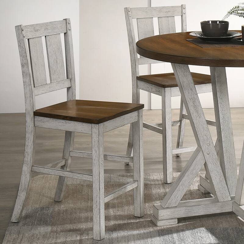 Furniture of America Theile Rustic Wood Counter Height Chairs, Set of 2 - Light Oak