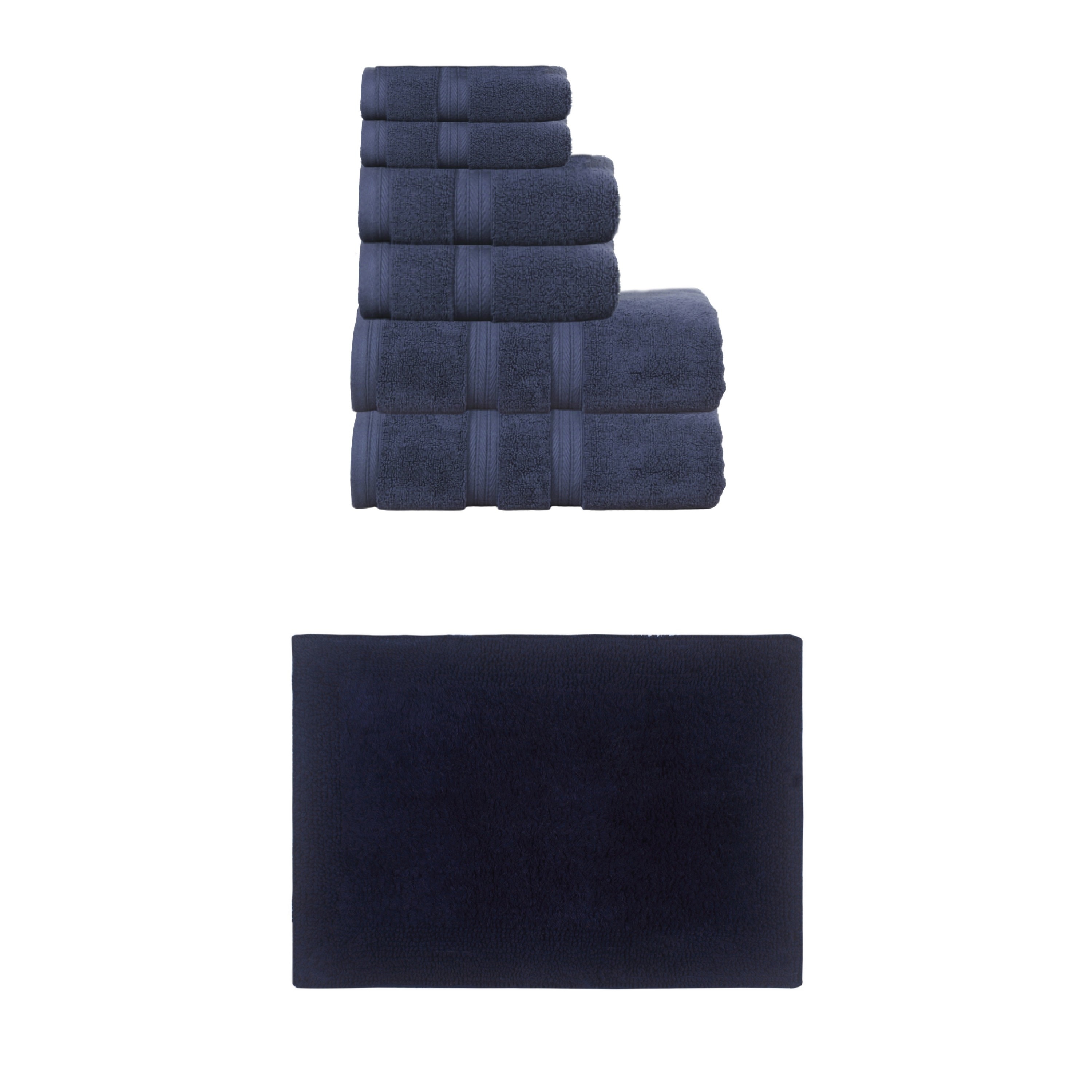 Home Weavers Luxury Collection 100% Soft Cotton 6 Pc Towel Set & 1 Pc 17x24" Bath Rug, Machine Wash & Non Slip (Set of 7)