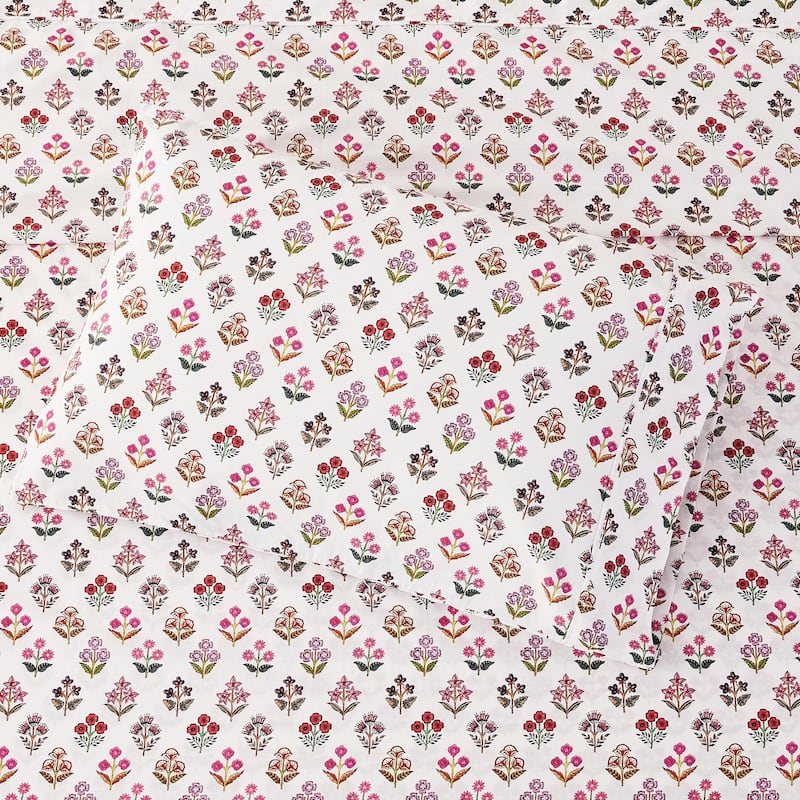 Happy Garden Cotton Sheet Set Multi Rose