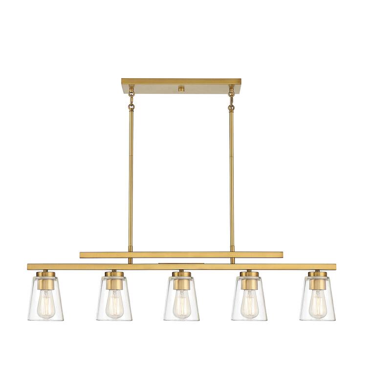 Savoy House Calhoun 5 Light 5" Wide Linear Chandelier - Warm Brass
