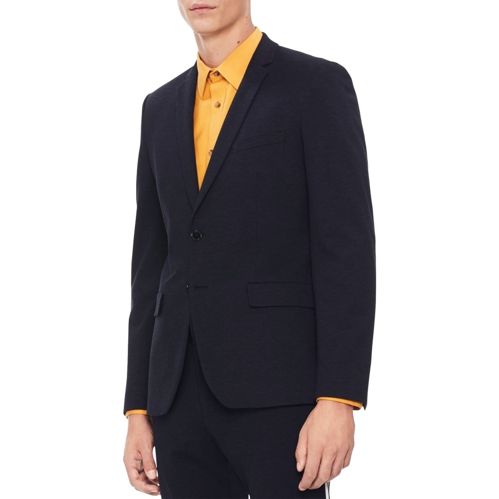 calvin klein navy solid slim x fit suit