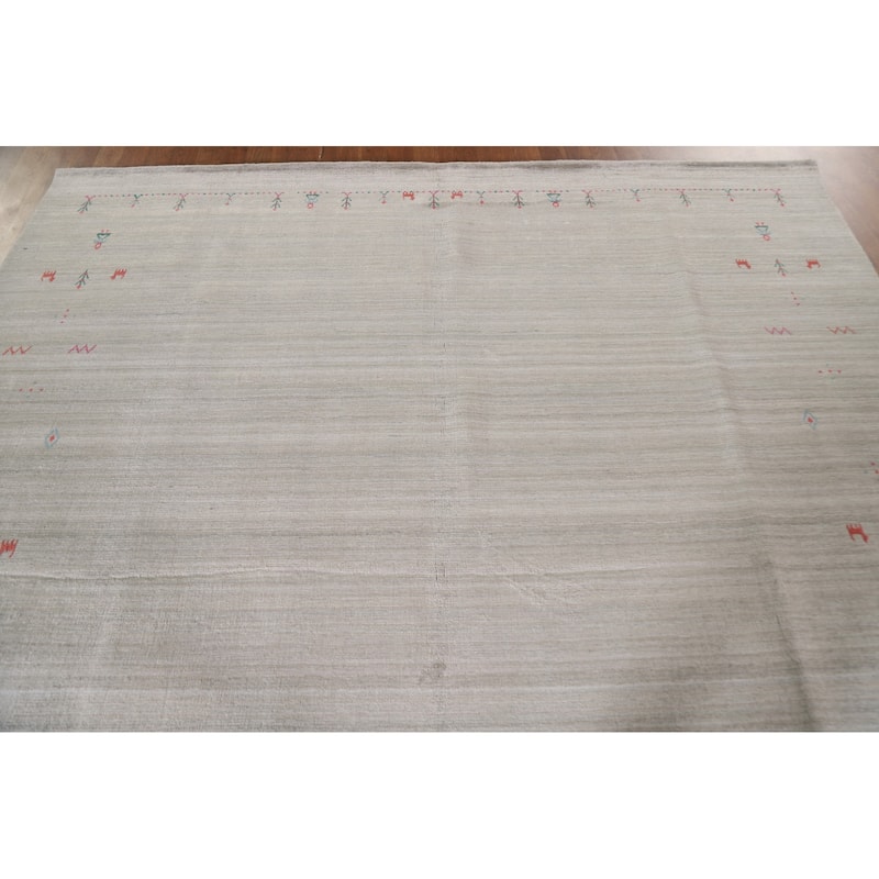 Gabbeh Area Rug Hand-Knotted Oriental Wool Carpet - 8'0"x 9'9"