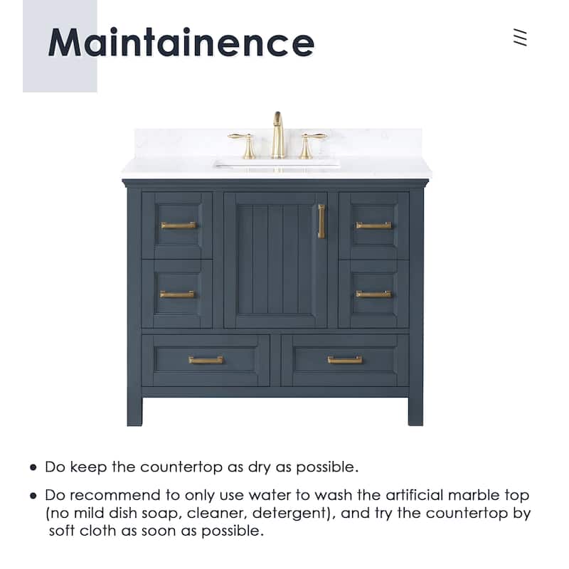 Altair Isla 42" Bathroom Vanity in Classic Blue with Countertop,no Mirror - 42 in.
