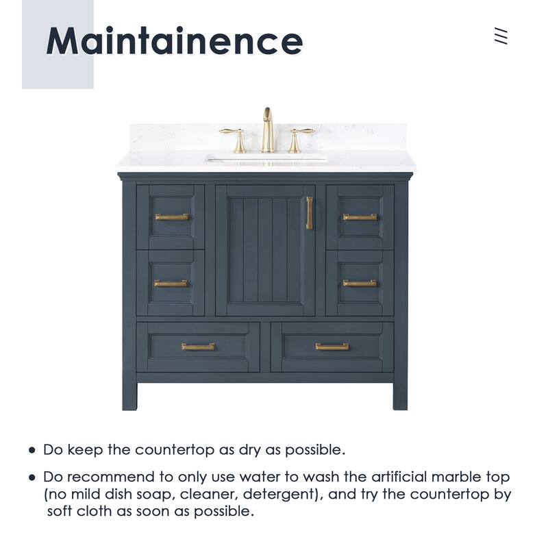 Altair Isla 42" Bathroom Vanity in Classic Blue with Countertop,with 34 "Mirror - 42 in.