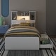 preview thumbnail 2 of 14, Twin Storage Platform Bed with 4 Shelves, 2 Drawers, LED Light, White