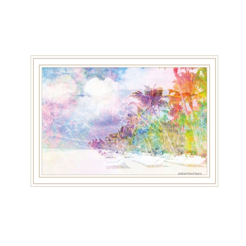 TrendyDecor4U Contemporary "Rainbow Colors on the Coast" Framed Print Wall Art - Multi
