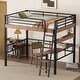 preview thumbnail 1 of 10, Full Size Metal Loft Bed with Built-in Desk and Storage Shelf, Black Black - Full
