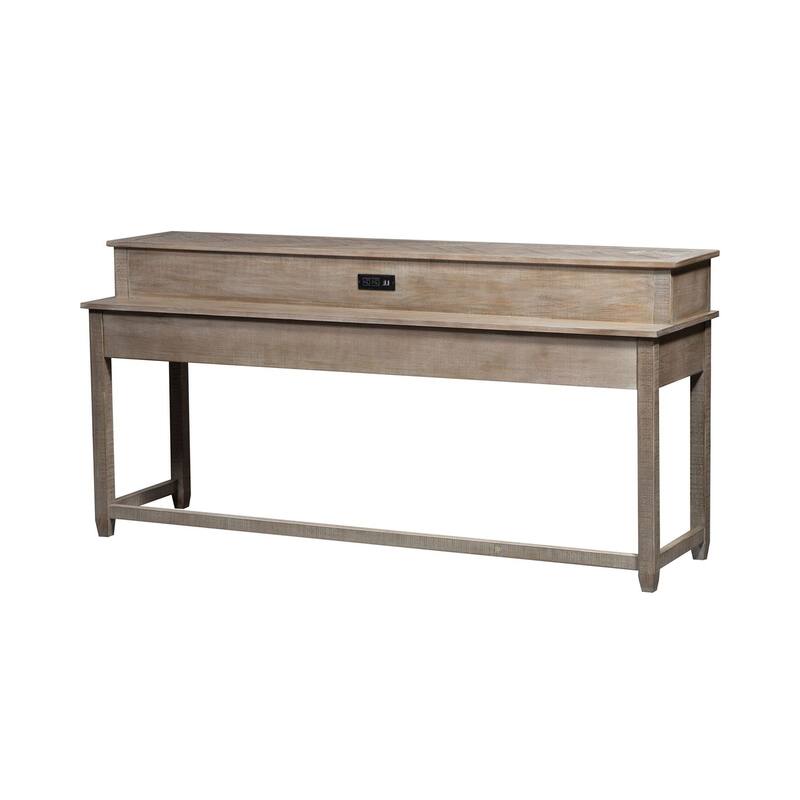 Parkland Falls Weathered Taupe Console Bar Table with Charging Station