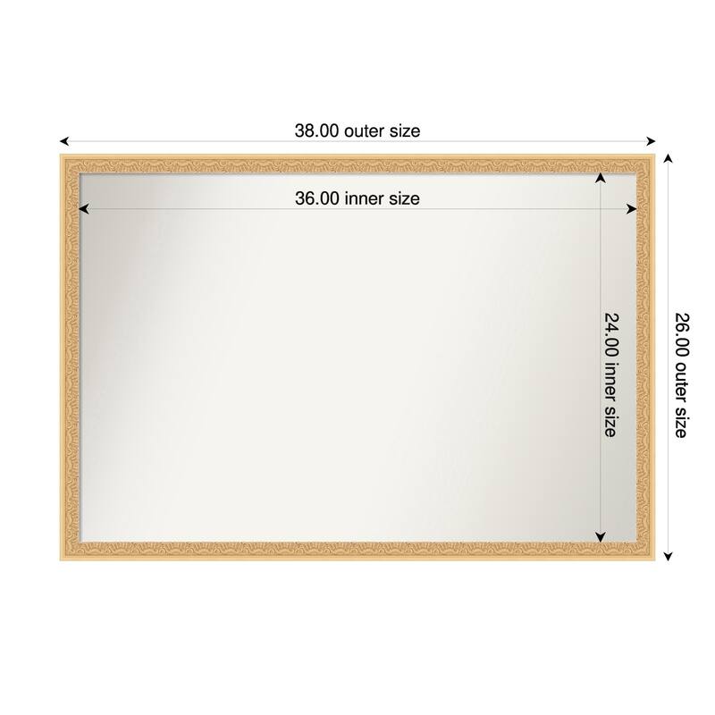 Bethany Non-Beveled Wood Framed Bathroom Vanity Wall Mirror - 38 x 26 in - Bethany Gold
