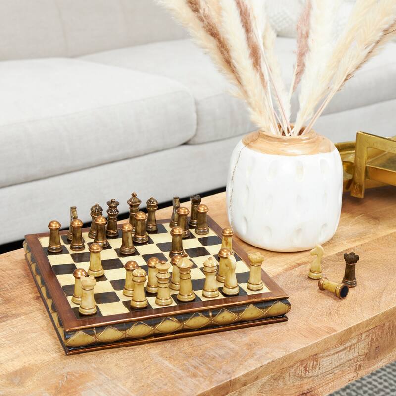 Brown Polystone Chess Game Set - Brown