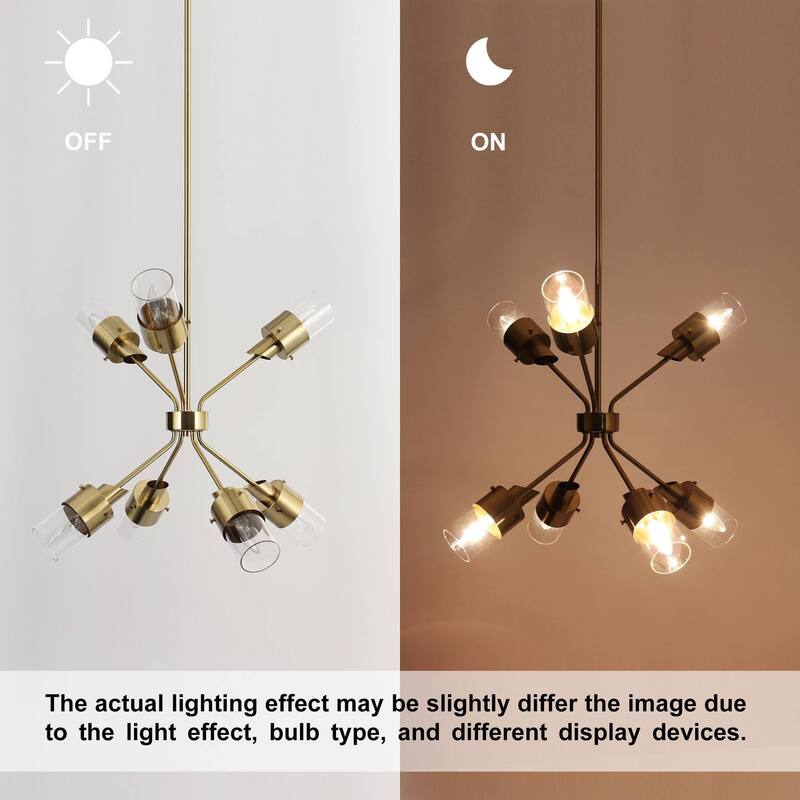 Modern Glam 7-Light Gold Sputnik Chandeliers with Clear Glass - 23"Dia x 20"H