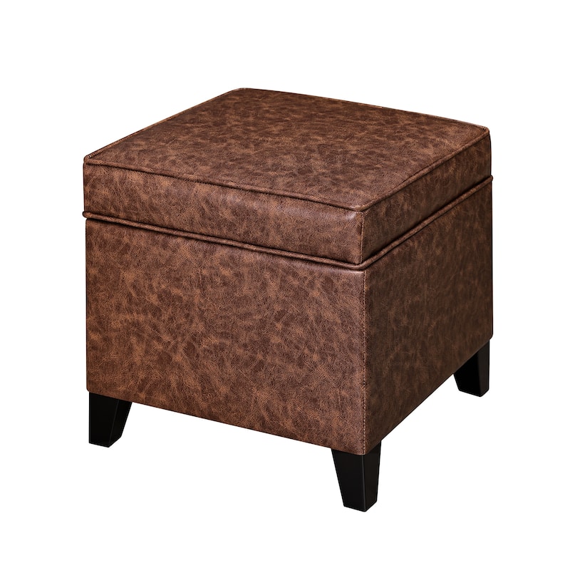 Adeco Square Storage Ottoman 17 inch Footstool