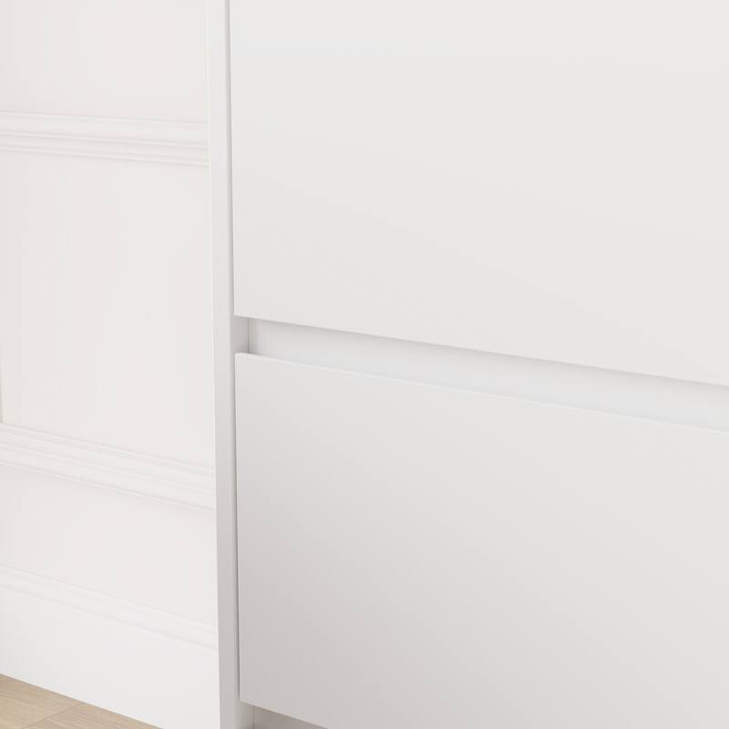 Timechee 6 Drawer 59'' W Chest&Dresser White/Dark Brown