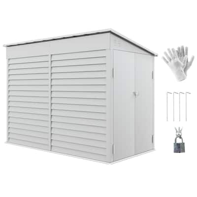 Large White Galvanized Steel Outdoor Storage Shed with Double Doors Ventilation and Foundation Kit for Garden Tools