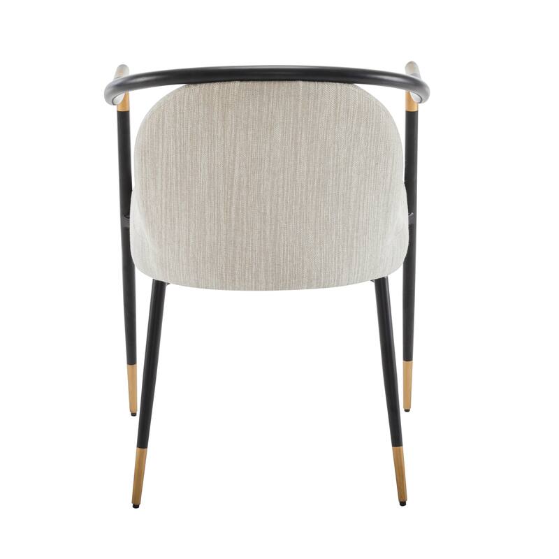 Roomfitters Modern Upholstered Dining Chair with Metal Frame, Elegant Curved Arm Design, Comfortable Accent Seating