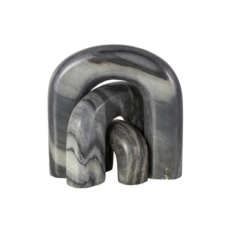 White or Black Marble Arched Abstract Decorative Sculpture with Varying Sizes (Set of 3)
