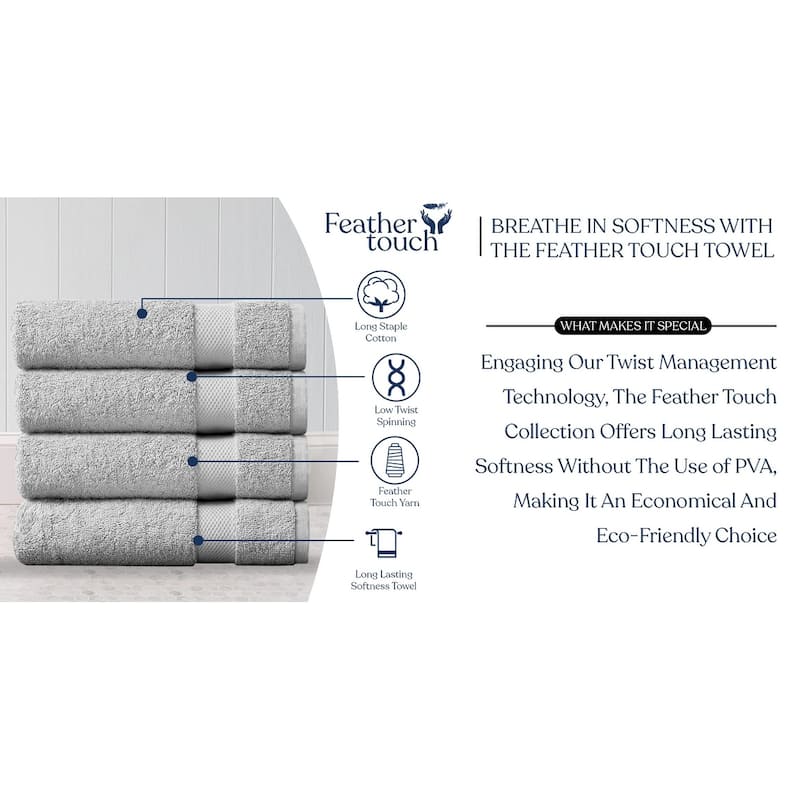 Delara Organic Cotton Luxuriously Plush Bath Towel Pack of 4 |GOTS & OEKO-TEX Certified |650 GSM Long Staple