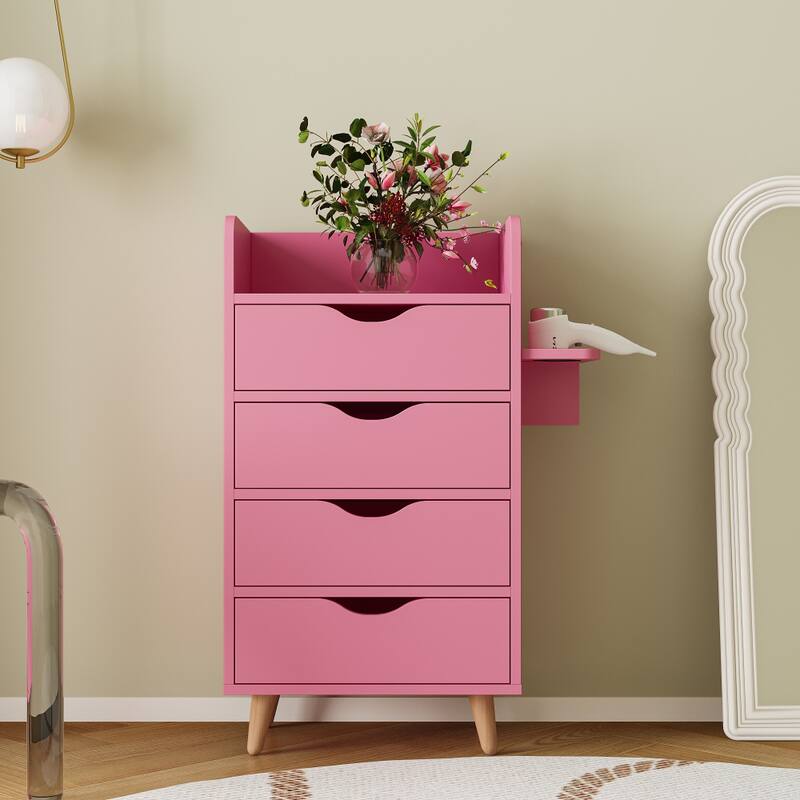 4 -Layer Pink Salon Storage Cabinet, with 2 Hair Dryer Holders - pink