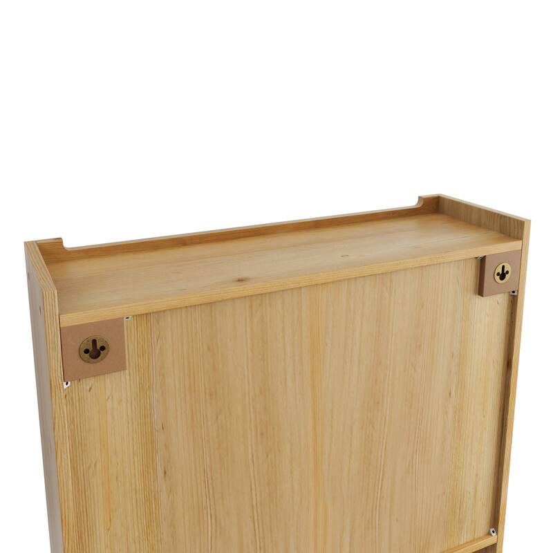 Vintage Style Glass Door Wall Cabinet with Three Tiers of Storage and Towel Racks