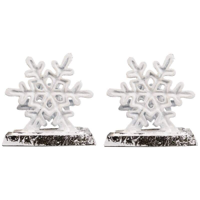 Double Snowflake Christmas Stocking Holders - 4.75" - Silver - Set of 2