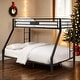 preview thumbnail 2 of 6, Metal Twin XL over Queen Bunk Bed with Built-in Ladder