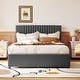preview thumbnail 11 of 16, Full Size Upholstered Platform Bed with 2 Drawers and 1 Twin Size Trundle, Classic Headboard Design