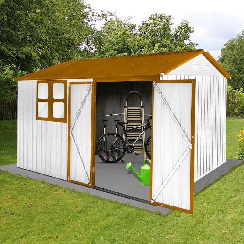 10ftx8ft Metal Garden Sheds Outdoor Storage Sheds with Window