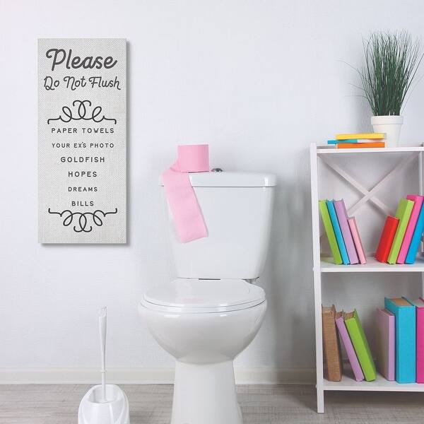 Shop Stupell Industries Do Not Flush Funny Bathroom Word Design Canvas Wall Art Proudly Made In Usa Overstock 29130221 10 X 24