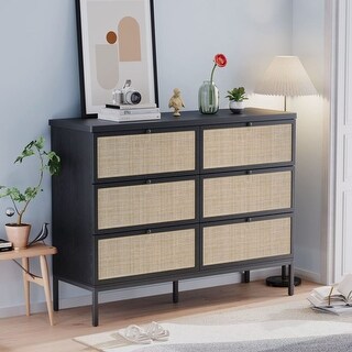 Boho Natural Rattan 6-Drawer Dresser - Bed Bath & Beyond - 39036961