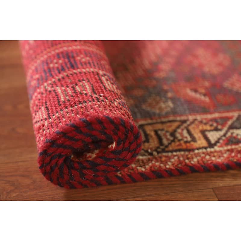 Tribal Qashqai Persian Antique Area Rug Hand-knotted Wool Carpet - 3'4"x 4'10"