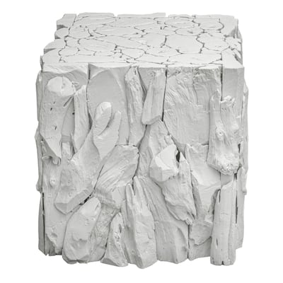 Teak Wood Bunching Cube Side Accent Table - 18.5" - White