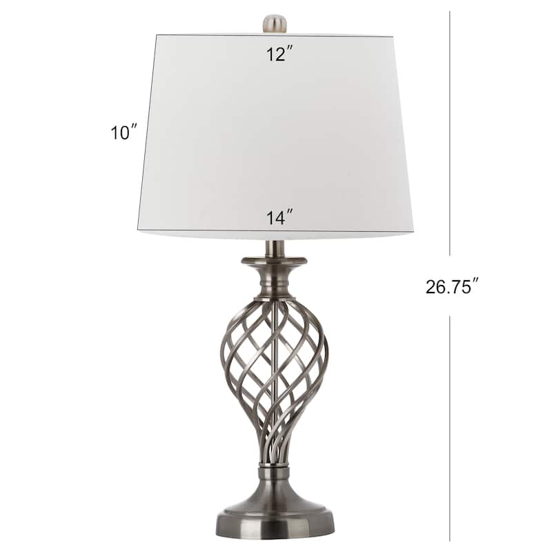 SAFAVIEH Lighting Yesenia 27-inch Urn Nickel Table Lamp (Set of 2) - 14Wx14Dx27H
