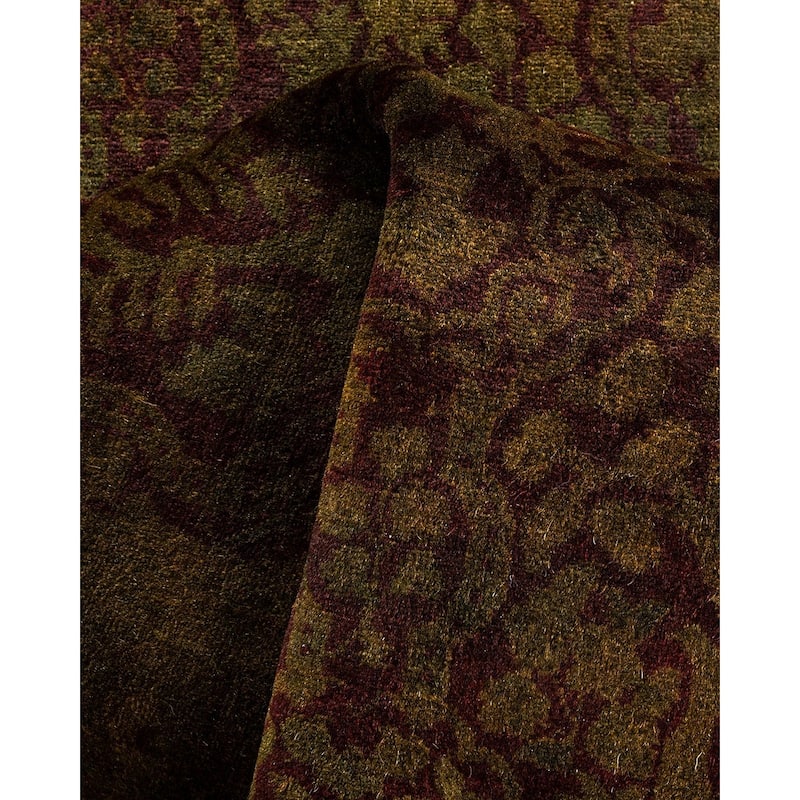 Overton Hand Knotted Wool Vintage Inspired Modern Contemporary Overdyed Brown Runner Rug - 2' 7" x 11' 10"