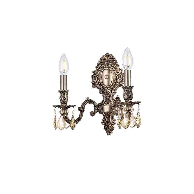 Elegant Lighting 9602W10-GT/RC Monarch 2 Light 12" Tall Wall Sconce