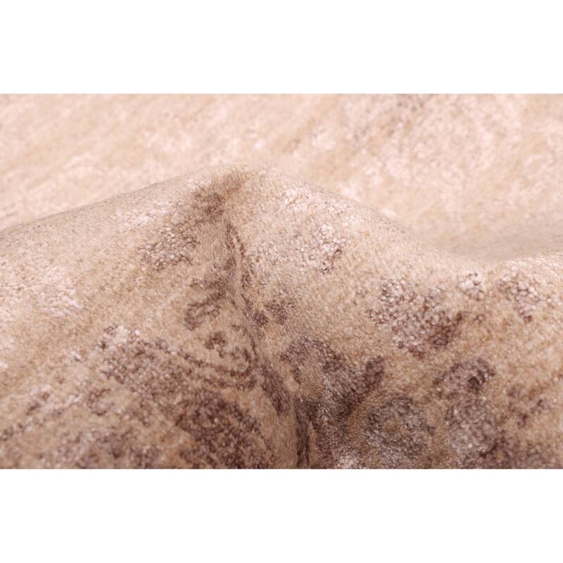 ECARPETGALLERY Hand-knotted Heritage Tan Silk, Wool Rug - 2'6 x 12'4