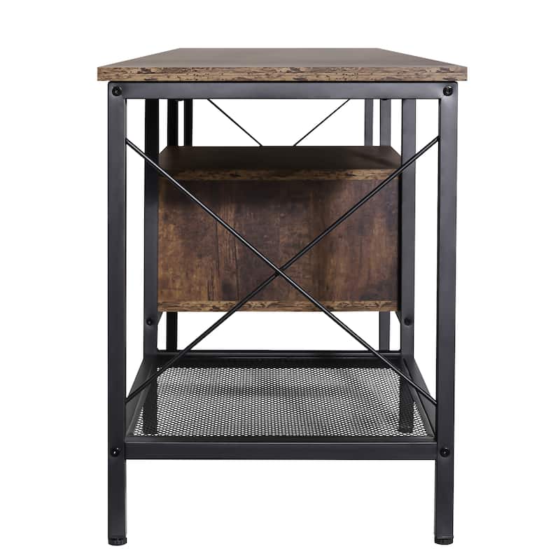 TV Stand Console Entertainment Center with Storage Shelves
