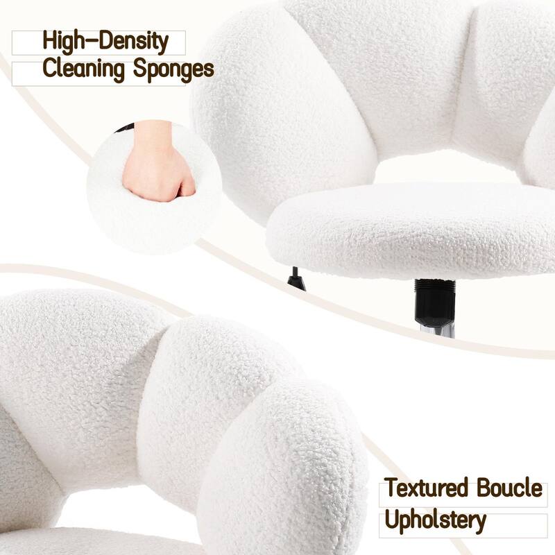 BOSSIN Cloud-Shaped Vanity Chair - Adjustable Swivel Desk Chair with Casters, Office chair for Bedroom, Office & Living Room
