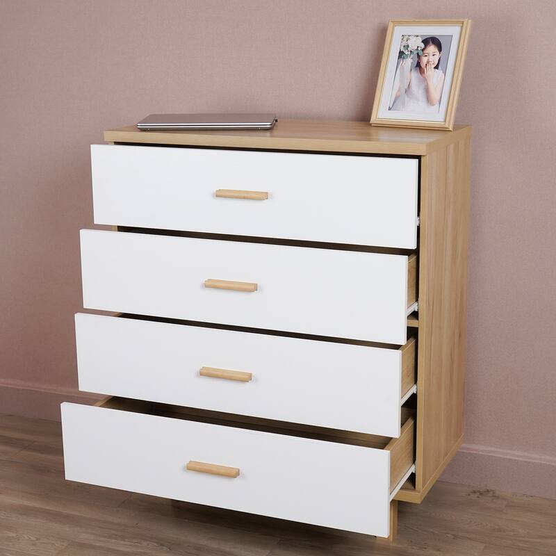 Modern Rosewood & White Wooden 4 Drawers Dresser, Spacious Storage ...